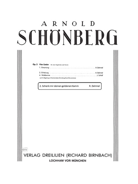 Schenk mir deinen goldnen Kamm Op.2 Nr.2 für Gesang und Klavier