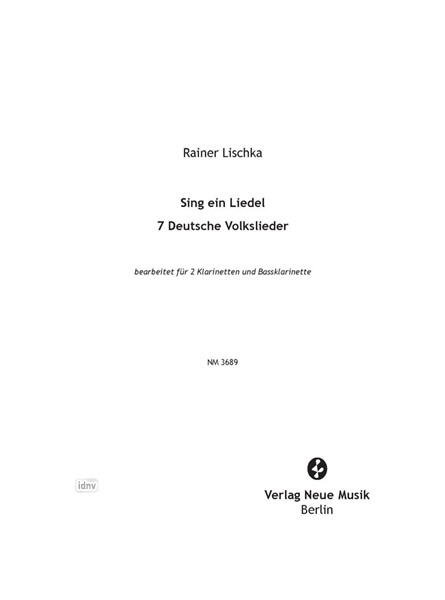 Sing ein Liedel bearbeitet für 2 Klarinetten und Bassklarinette