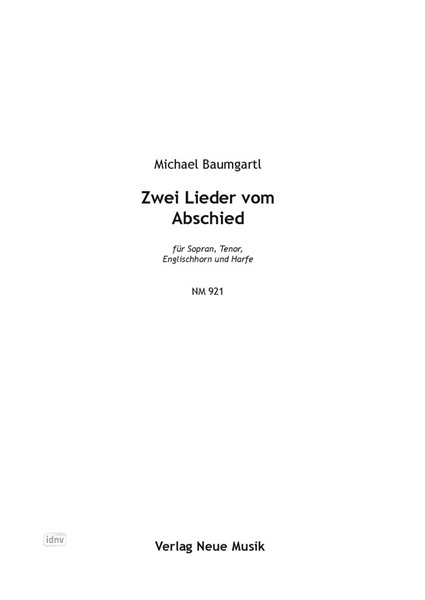 Zwei Lieder vom Abschied für Sopran, Tenor, Englischhorn und Harfe