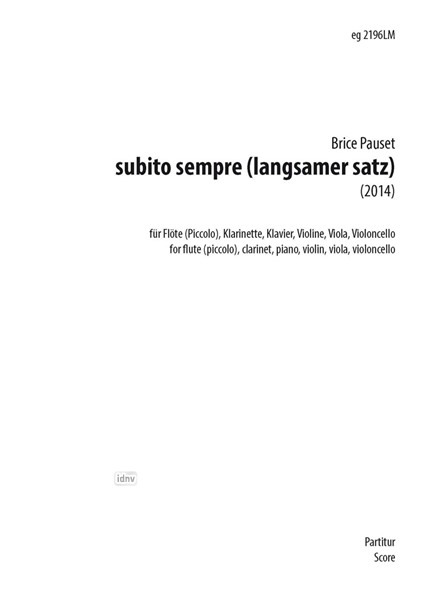 subito sempre (langsamer satz) für Sextett (2014)