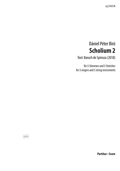 Scholium 2 für fünf Sänger und fünf Streicher (2018)